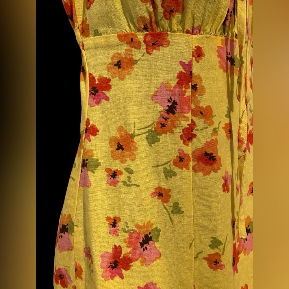 Juniors sundress Floral Ruched Linen Floral Print Dress Adj. Straps NWOT XXS - Picture 12 of 12